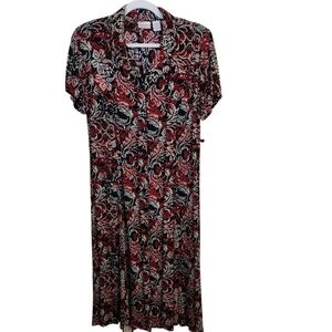 Erika Vintage Red Black Cream Maxi Shirt Dress NWOT Size PM